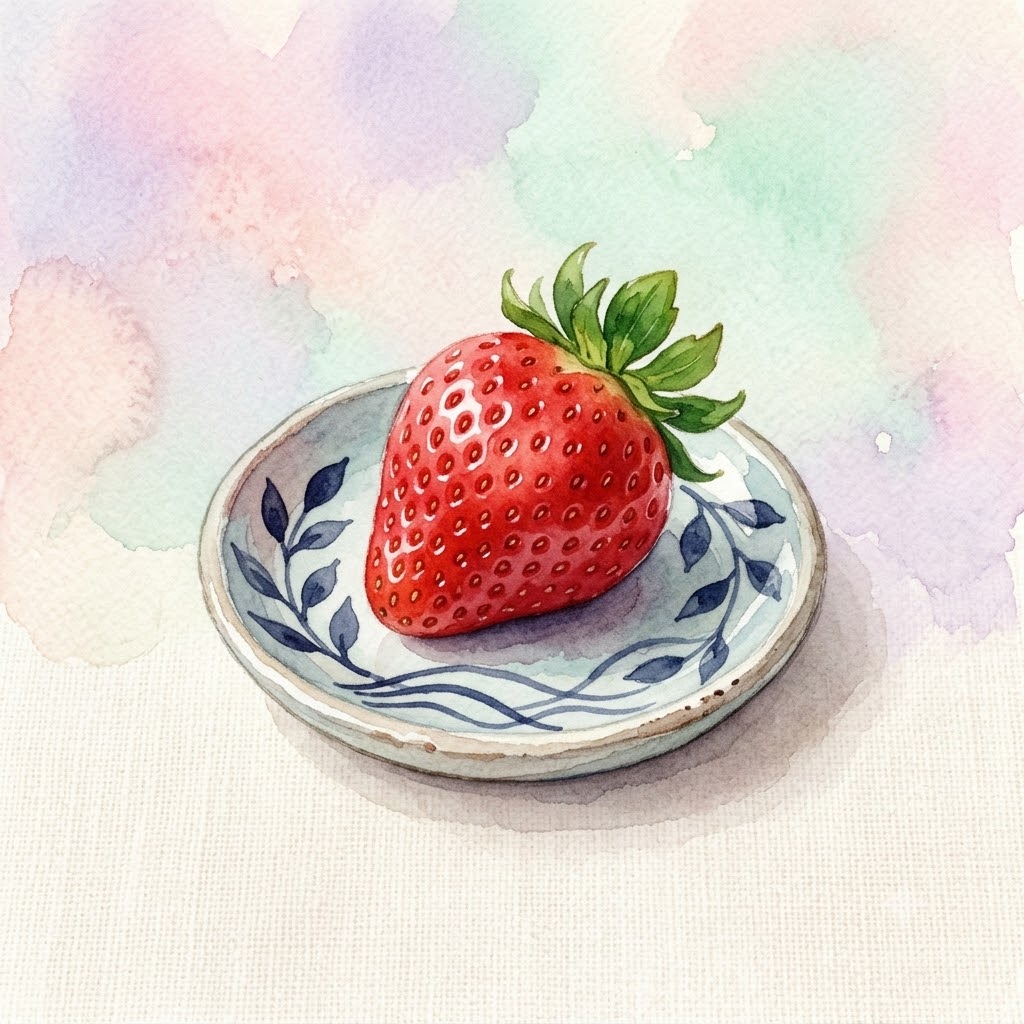 皿の上のいちご一粒
